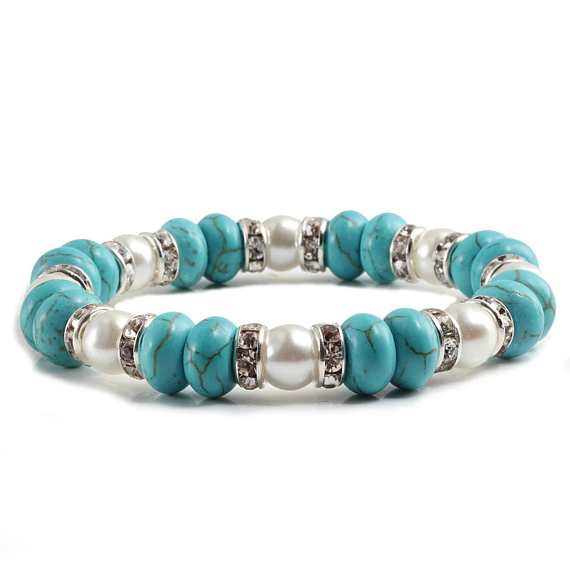Multicolors Charm Women Beads Bracelets White Crystal Natural Stone Stretch Bracelet Pearl Yoga Jewelry Friendship Gift pulseira