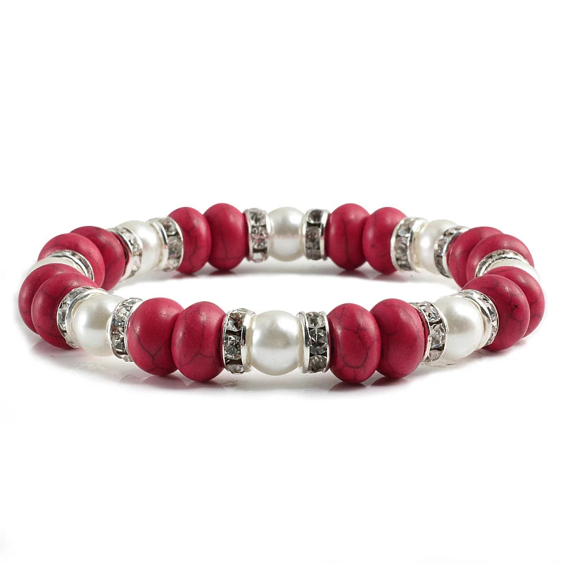 Multicolors Charm Women Beads Bracelets White Crystal Natural Stone Stretch Bracelet Pearl Yoga Jewelry Friendship Gift pulseira