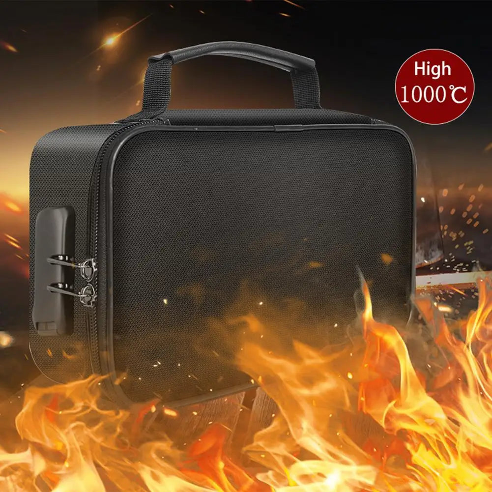 Hemasa Fireproof Document Storage Bag With Lock Waterproof 3-layer File Safe Tickets Certificate Passport Briefcase Organizers