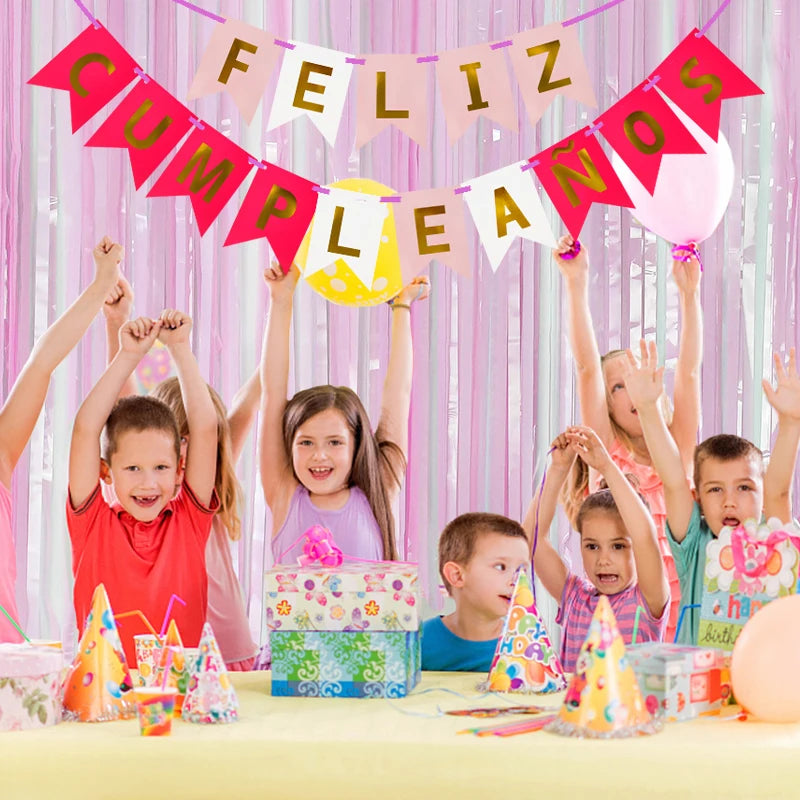 1set Paper Bunting Garland spanish language Banners Flags Birthday Party Happy Birthday Decoration Supply Baby Shower Decoration