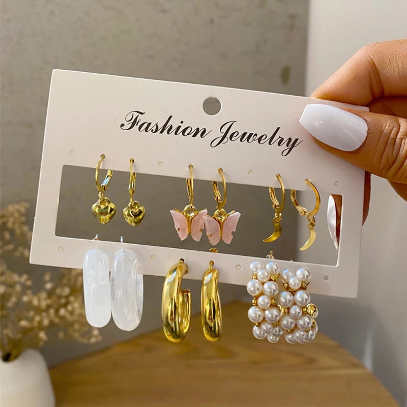 Hemasa  Butterfly Leopard Earring Set Star Moon For Women /Girls