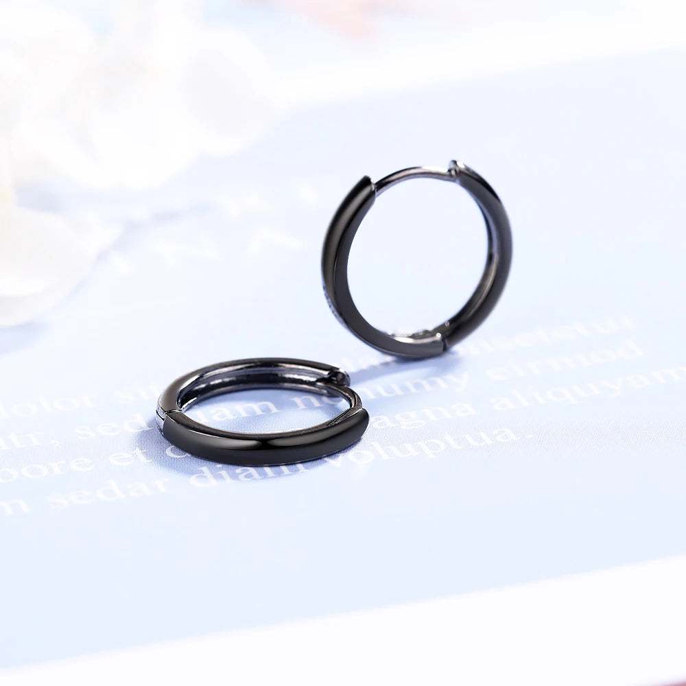 Smooth Round Hoop Earrings Genuine 925 Sterling Silver 14mm For Men Woman Trendy Circle Earrings Thick Than Normal One