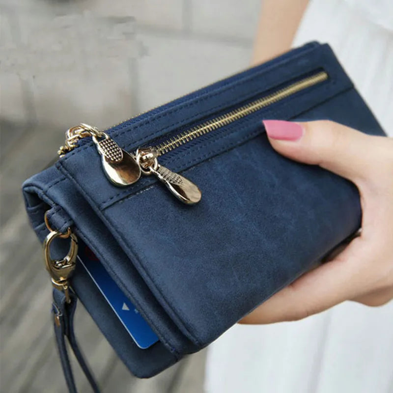 PUOU 2020 Fashion Zipper Purses Women's Wallets Envelop Long Wallet Women Long Section Clutch Wallet Soft PU Leather Money Bag