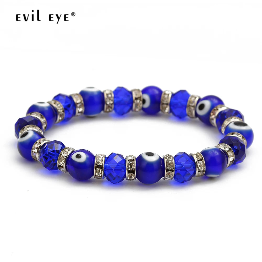 EVIL EYE Glass Bead Strand Bracelet Green Black Red Blue Turkish Eye Bracelet Adjustable Jewelry for Women Female Men EY6482