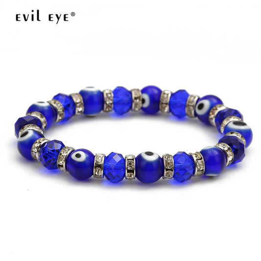 EVIL EYE Glass Bead Strand Bracelet Green Black Red Blue Turkish Eye Bracelet Adjustable Jewelry for Women Female Men EY6482