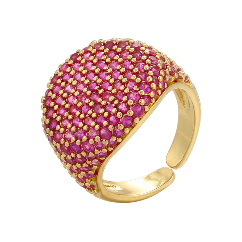 Tejesa  gold color Candy Crystal Ring for women CZ Zircon Opening women Ring