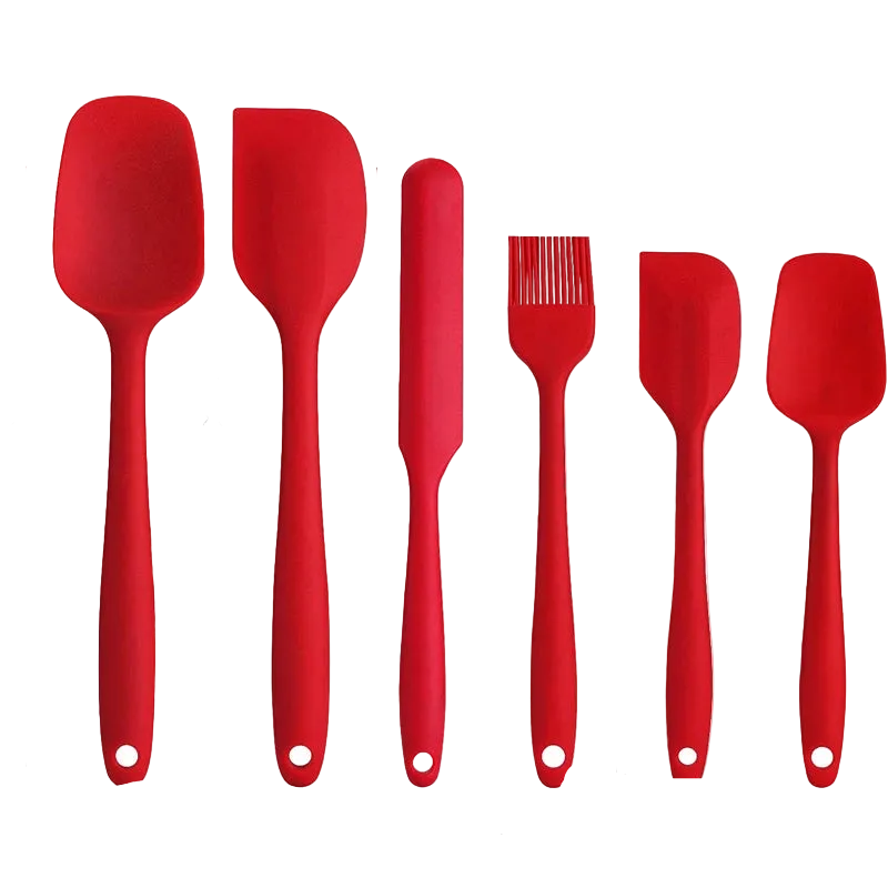 Tejesa 6Pcs Silicone Kitchen Utensils Set Spatula Set Non-Stick Cream Spatula Scraper Spoon Oil Brush Heat Resistant Cooking Tool Set