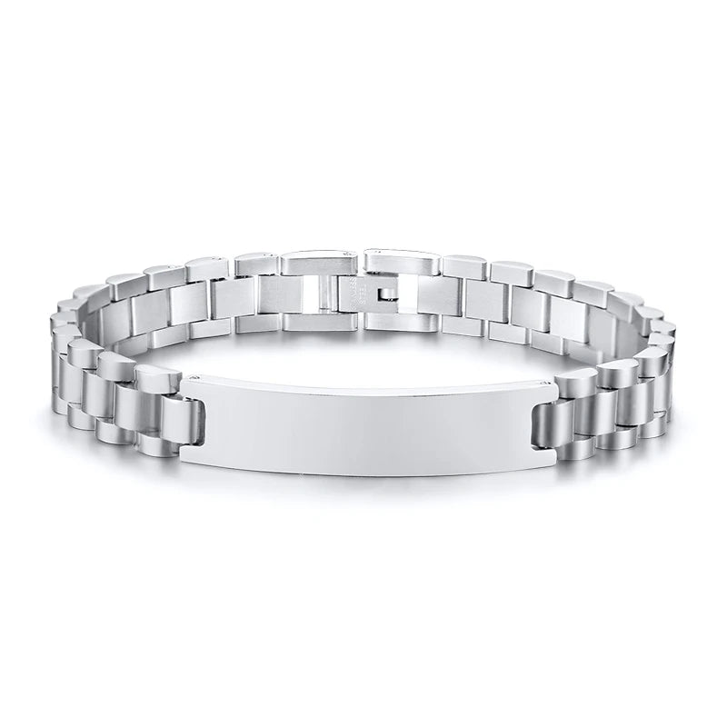 Vnox Customize TO DAD Bracelets for Men Glossy Stainless Steel Link Chain Engrave Thanks Quotes Casual Qualified Jewelry Gift