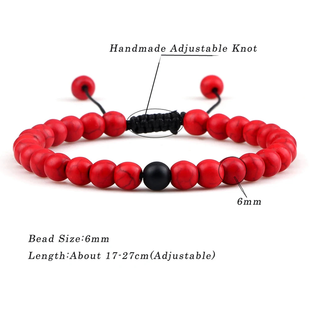 2pcs/set Red Beaded Bracelets Natural Tiger Eye Stone Rock Strand Handmade Braided Rope Bracelets&Bangle Women Men Charm Jewelry