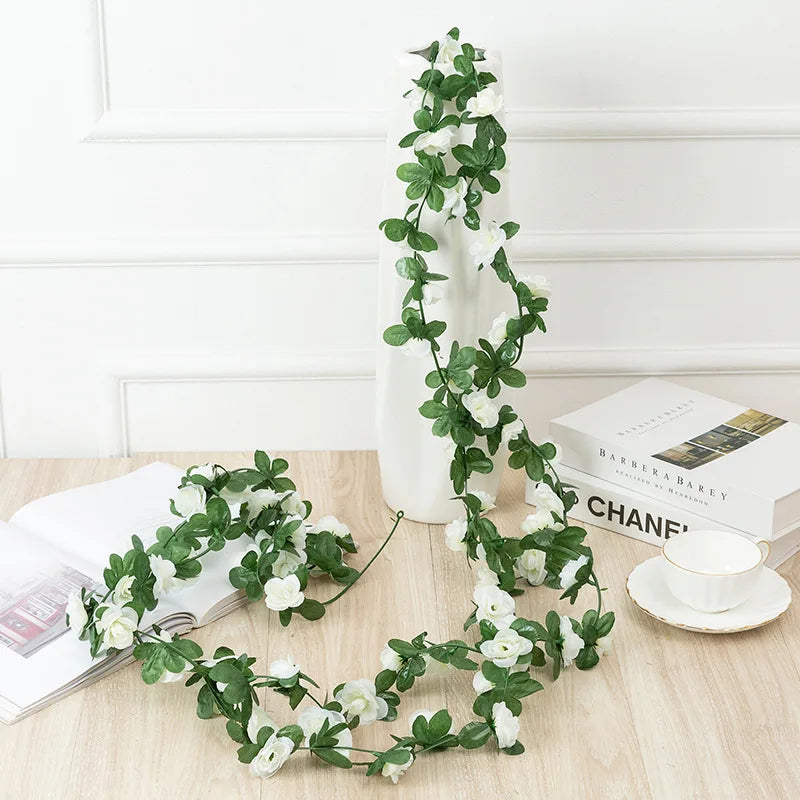 Hemasa 2.5m   4Pcs Artificial Flower Rose Vines Leaves Ivy Christmas Garland Diy Home Garden Wedding Decoration Silk Flowers