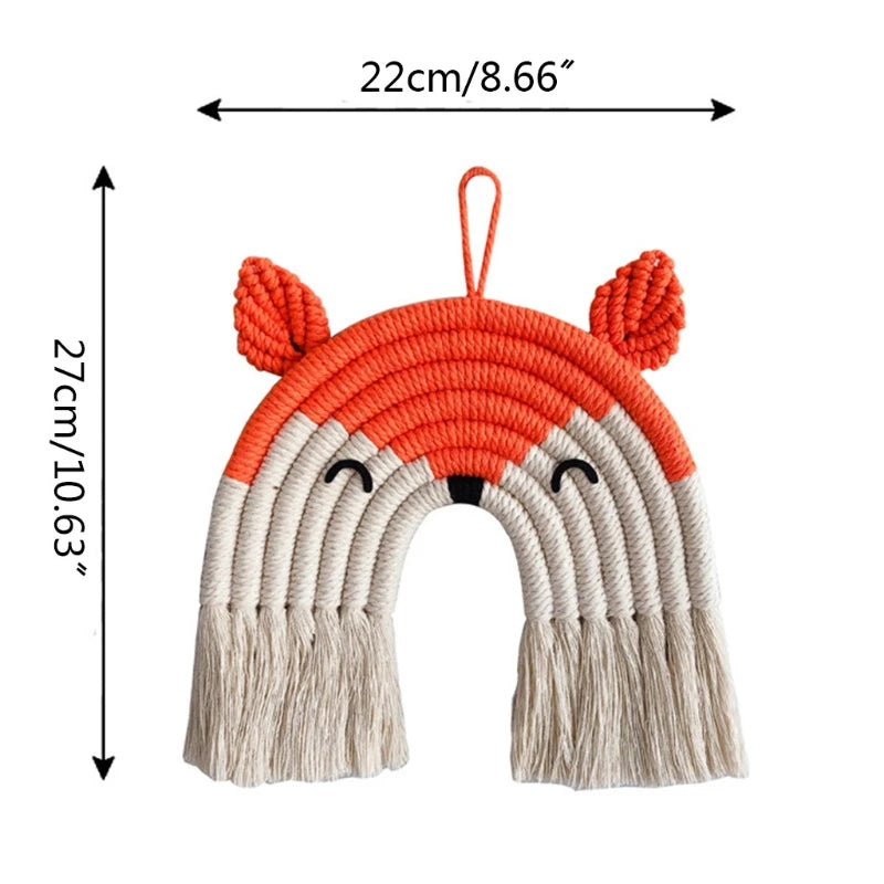 Nordic Hand-woven Macrame Tapestry Cotton Rope Animal Wall Hanging Pendant Kids Room Nursery Decoration Home Ornament