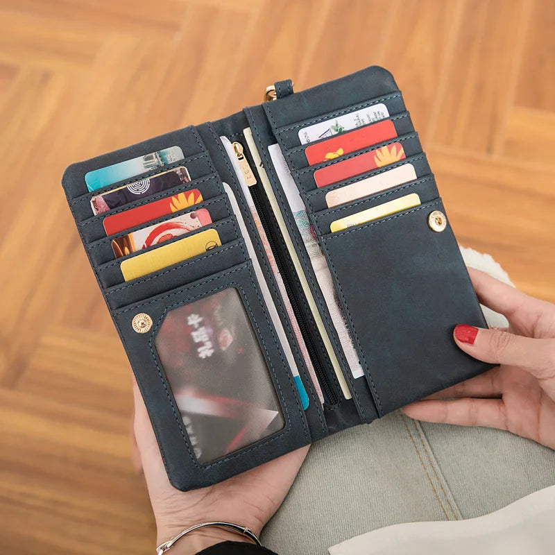 PUOU 2020 Fashion Zipper Purses Women's Wallets Envelop Long Wallet Women Long Section Clutch Wallet Soft PU Leather Money Bag