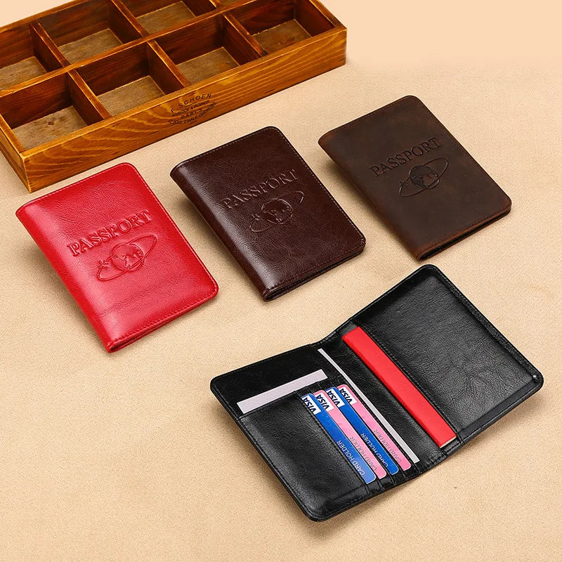 Tejesa Passport Holder RFID Blocking Genuine Leather on Cover for Passport Bag/ Multifunctional Travel Air Ticket Leather Case Wallet