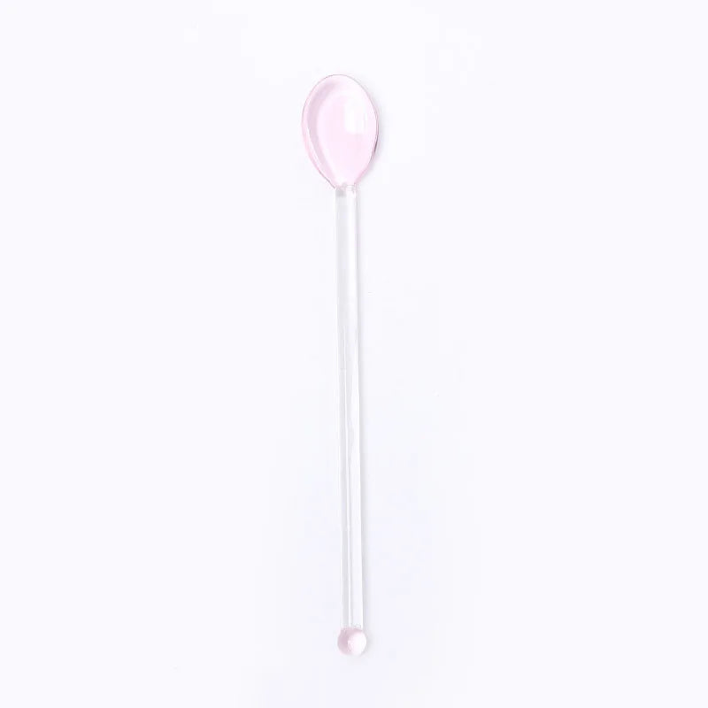 1pc Glass Dinnerware Spoon Tea Dessert Coffee Ice Cream Accessories Bar Tools New Long Handle Kitchen Accessories New