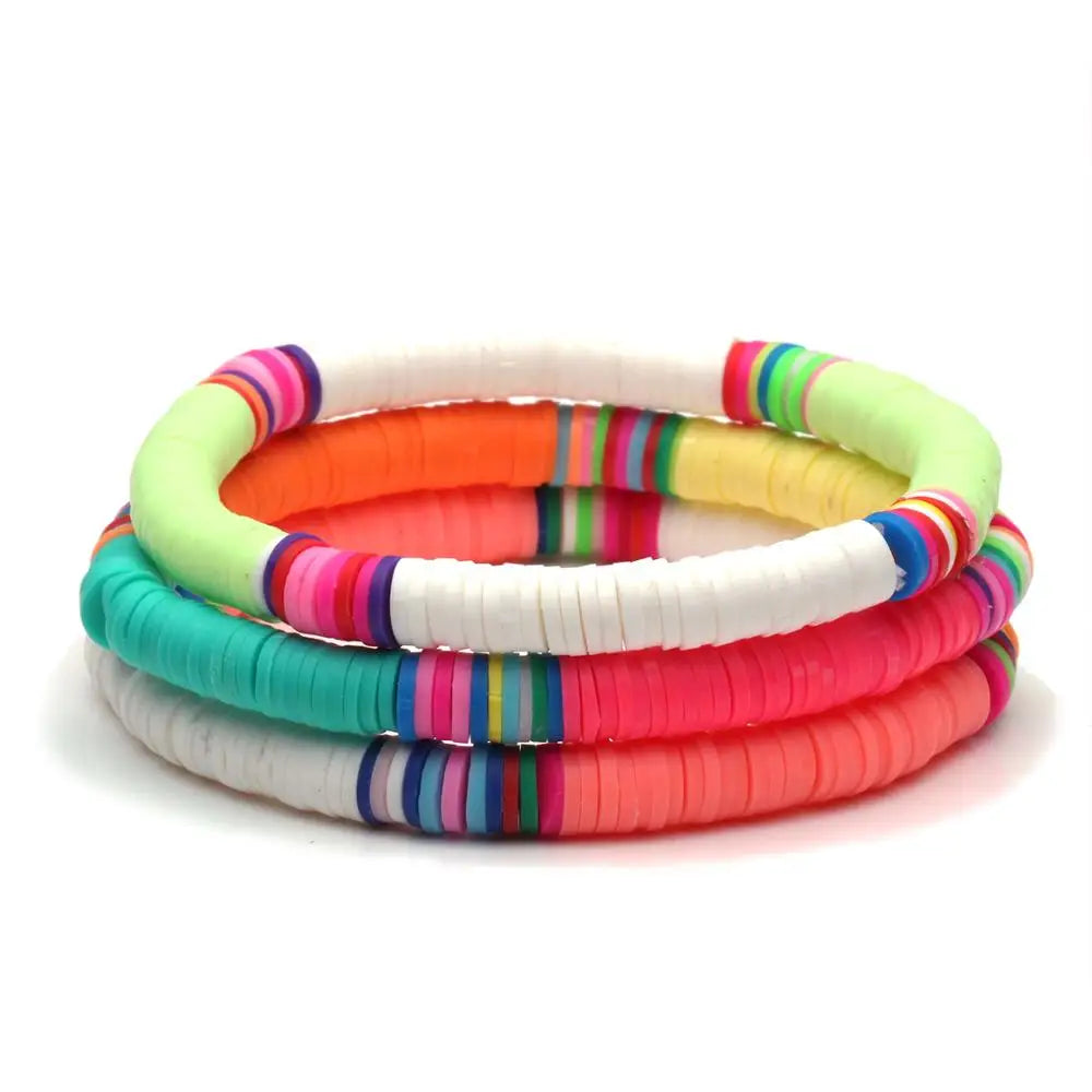 Hemasa Boho African Multicolor Polymer Clay Heishi Beads  Bracelet Women /Girl