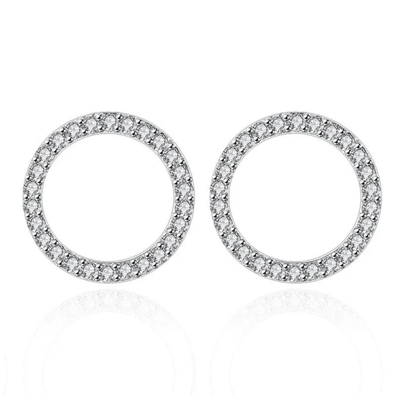 925 Sterling Silver Geometric Star Heart Square Mosaic Zirconia Stud Earrings For Women Silver 925 Jewelry S-E539
