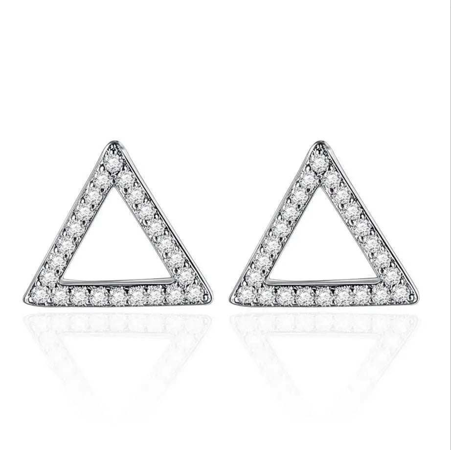 925 Sterling Silver Geometric Star Heart Square Mosaic Zirconia Stud Earrings For Women Silver 925 Jewelry S-E539