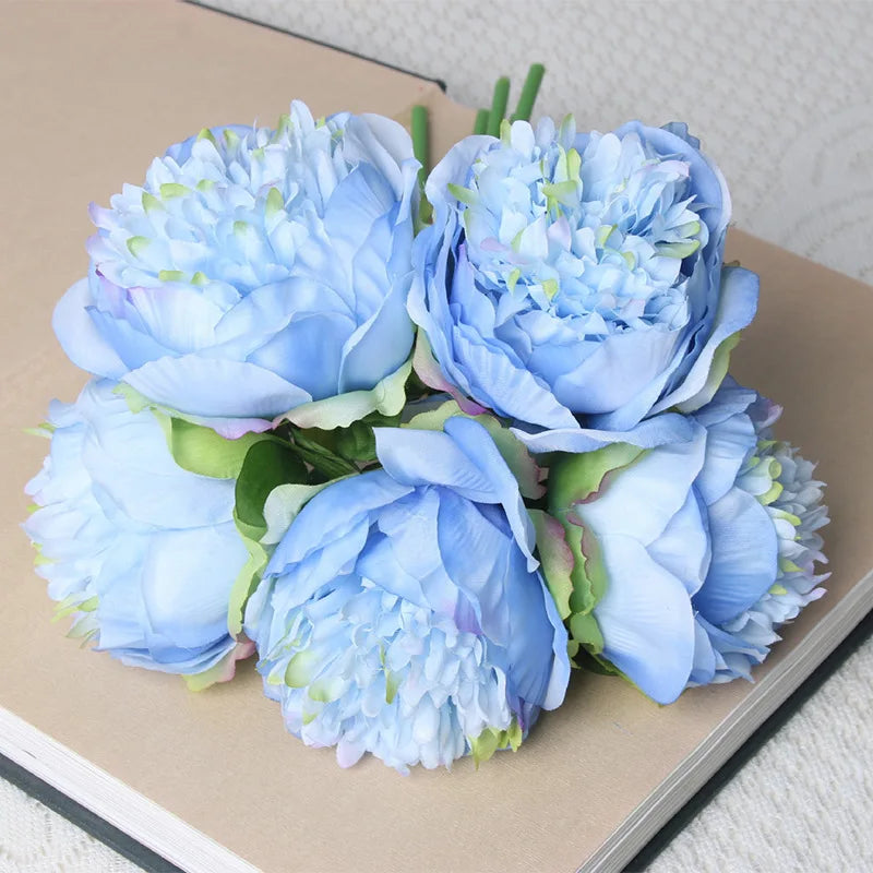 Tejesa 5 Big Heads 11cm Diameter Rose Pink Peony Artificial Flowers Bouquet Fake Flower for Home Bride Wedding Decoration Marriage Decor