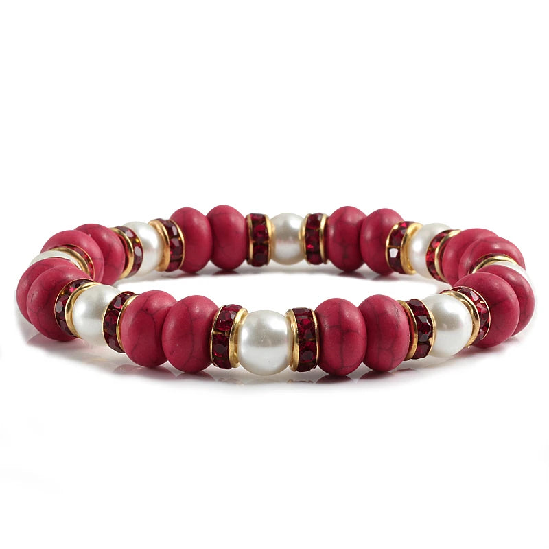 Multicolors Charm Women Beads Bracelets White Crystal Natural Stone Stretch Bracelet Pearl Yoga Jewelry Friendship Gift pulseira