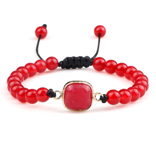 Handmade Red Crystal Quartz Natural Stone Beads Reiki Healing Adjustable Rope Braided Bracelets Women Charm Yoga Energy Jewelry