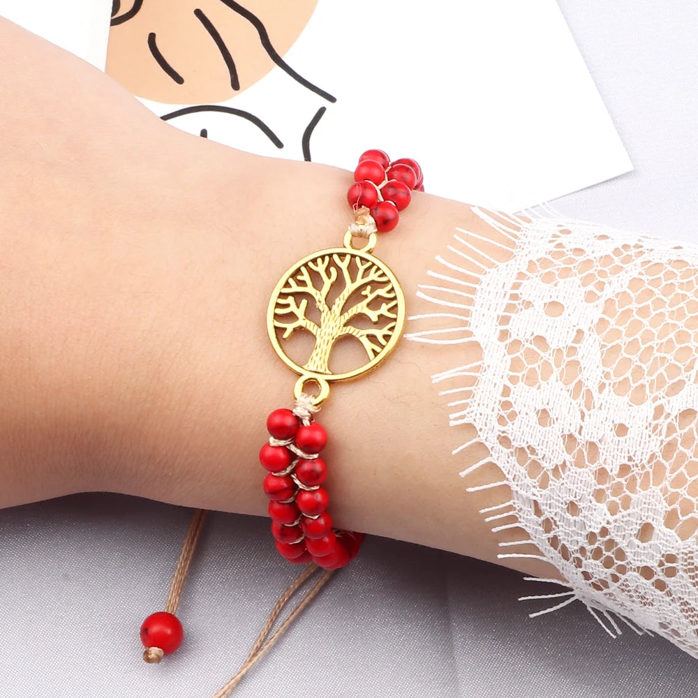 4mm Natural Stone Adjustable Charm Braided Beads Bracelets&Bangle Yoga Wrap Bohemia Handmade Fashion Jewelry for Women Men Gifts