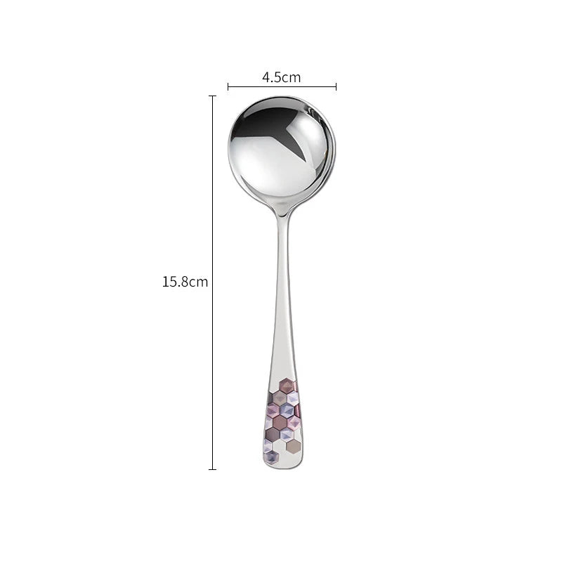 Hemasa Stainless Steel  Silver Coffee Ice Cream  Teaspoons  Dinner Tableware Round Head Dessert Spoons
