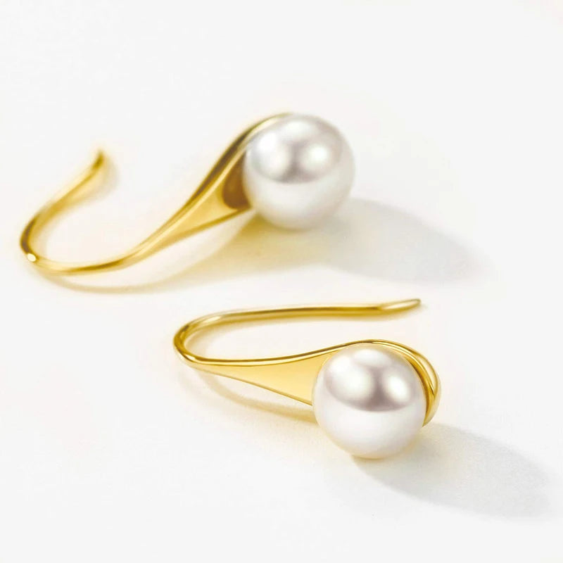 HENGSHENG Freshwater Pearl Earrings Dangle Drop 925 Sterling Silver Earrings 7-8mm Cultured Pearl Fine Jewelry for Women Girls