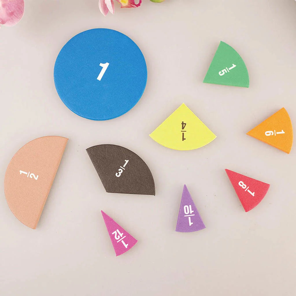 Fractions Math Teaching Tool EVA Round Shape Instrument Kids Montessori Early Educational Math Development School STEM Toy Gifts