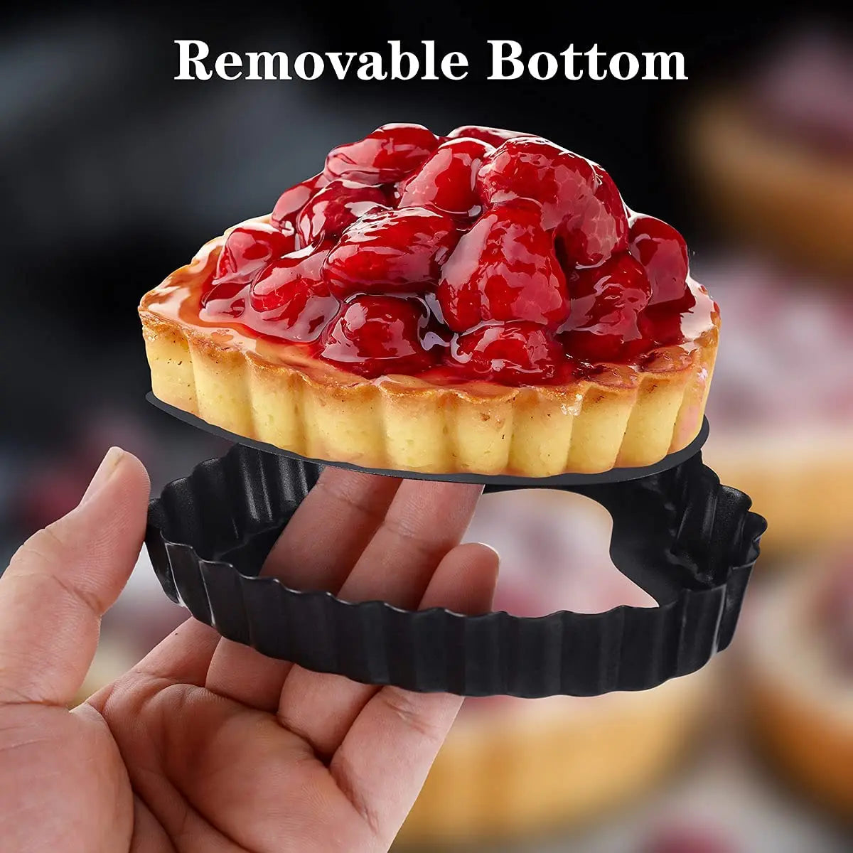 Tejesa 6Pcs Heart Shape Mini Tart Pan Set 4 Inch Nonstick Quiche Pan With Removable Bottom Cake Mold Carbon Steel Tart Tins Baking Tray