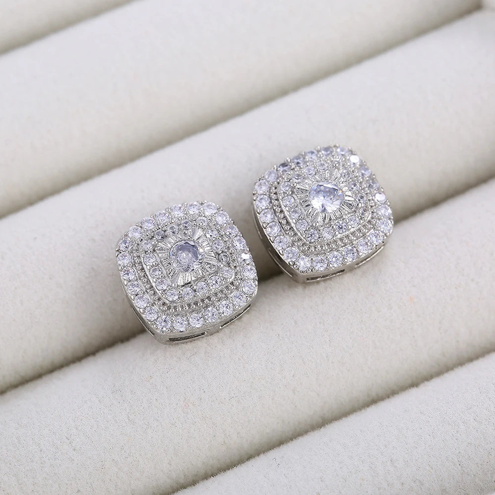 Tejesa  Crystal Zircon Women Stud Earrings/ Silver Color Shiny ear rings