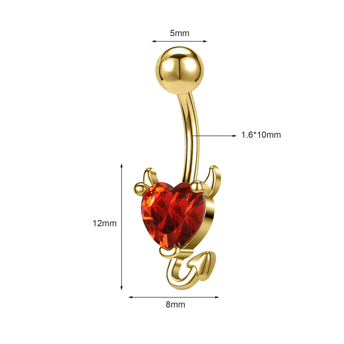 ZS 14G Bat Belly Button Ring Crystal Bat Navel Piercing Black Plated Body Piercing  Red Zircon Bat Belly Piercing Jewelry Women