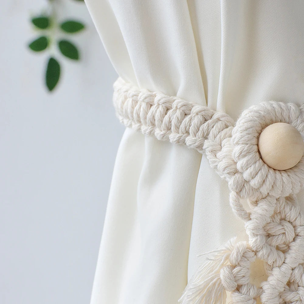 Tejesa 2 Pack Macrame Curtain Tiebacks Decorative Curtain With Bead Window Ties Kawaii Boho Room Decor Living Room Home Decoration Gift