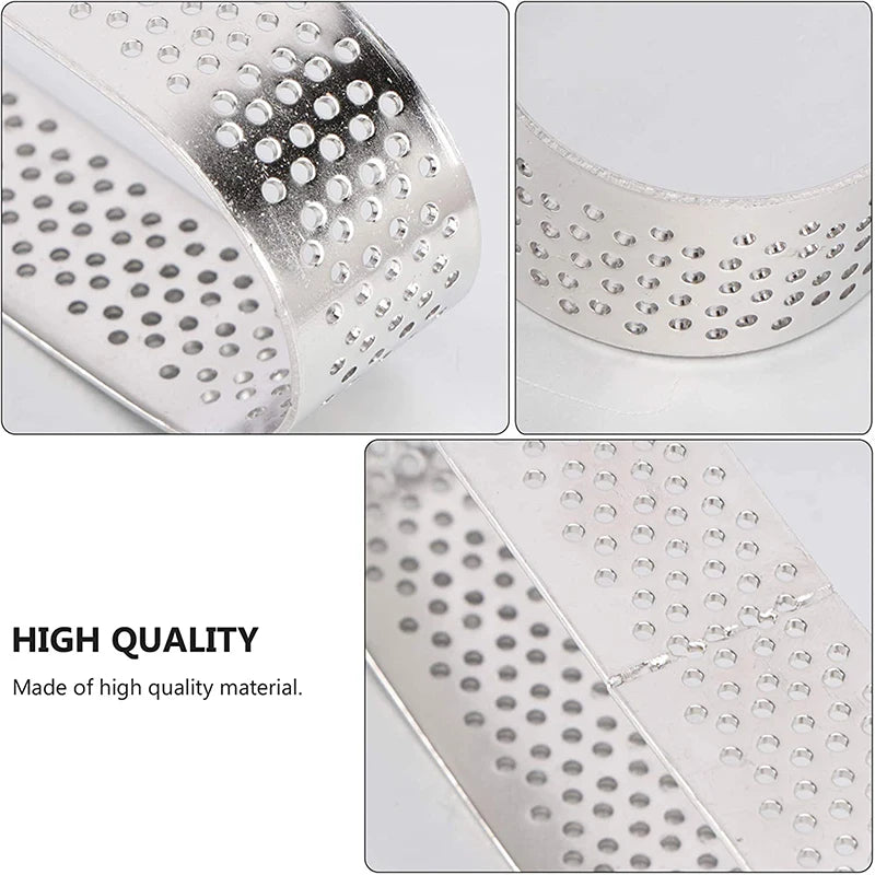 Tejesa 12 Pcs Oval Muffin Tart Rings Stainless Steel Porous Tart Ring Perforated Cake Mousse Mold Cookies Cutter Pastry Quiche Mold Tool