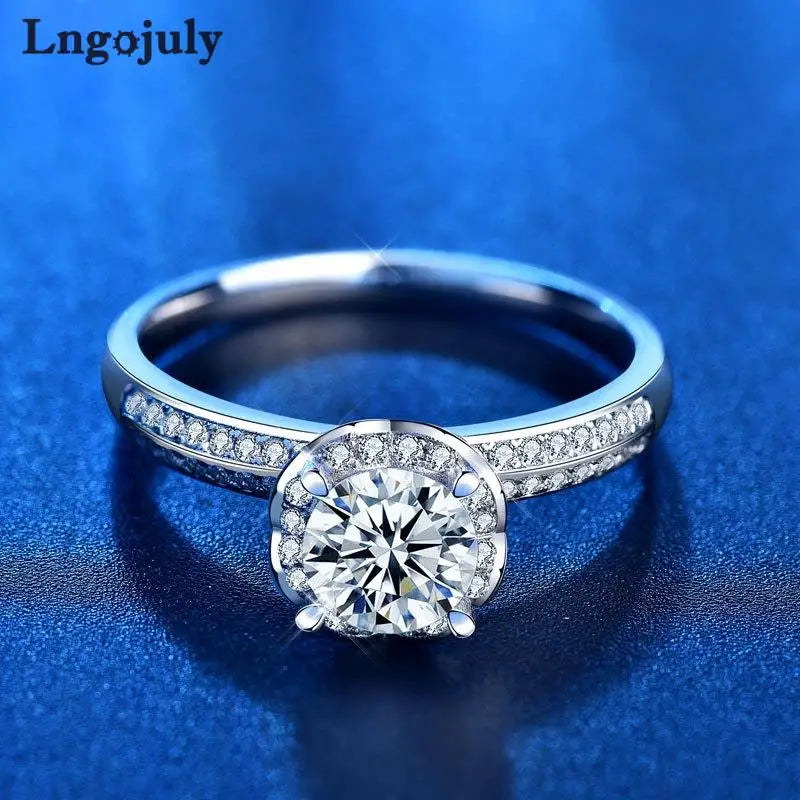 Hemasa Pure 925 Sterling Silver Women Ring 1 Carat Moissanite Ring For Women Luxury Engagement Party Wedding Ring Silver 925 Jewelry