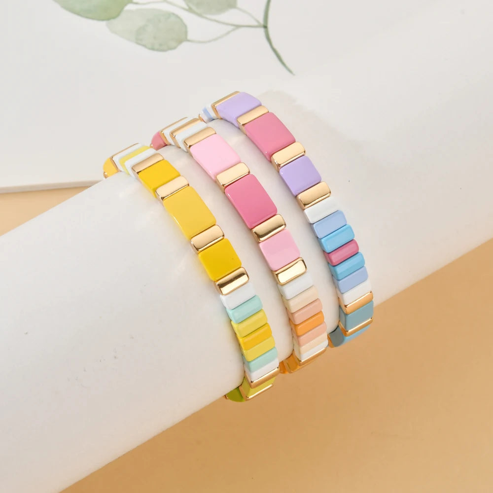 Hemasa  Boho Enamel Tile Beaded  Bracelet  For Girl/Women