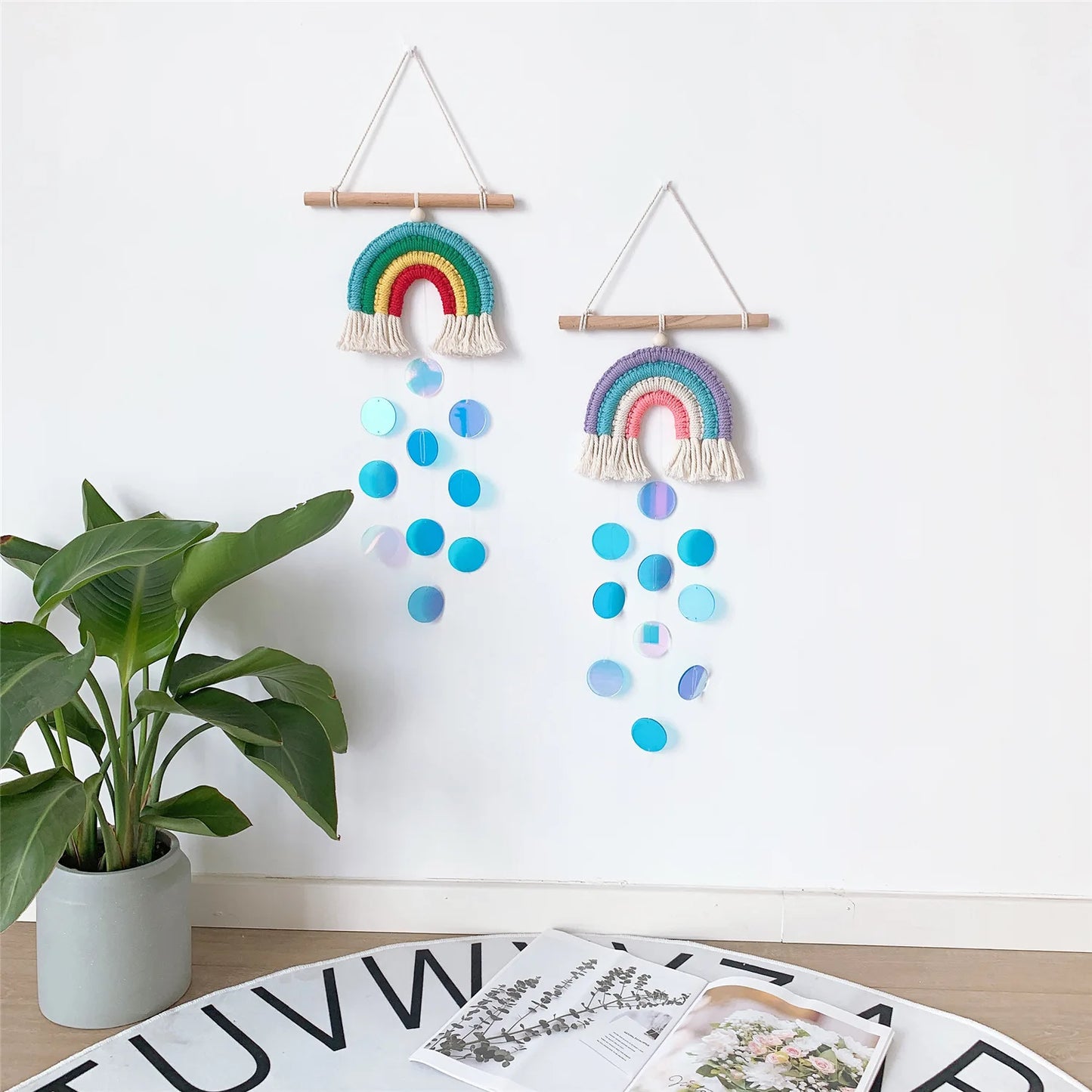 Girl Nursery Room Decor Baby Girl Kids Room Wall Decor Handmade Rainbow Hanging Decoration Nordic Style Home Hanging Decoration