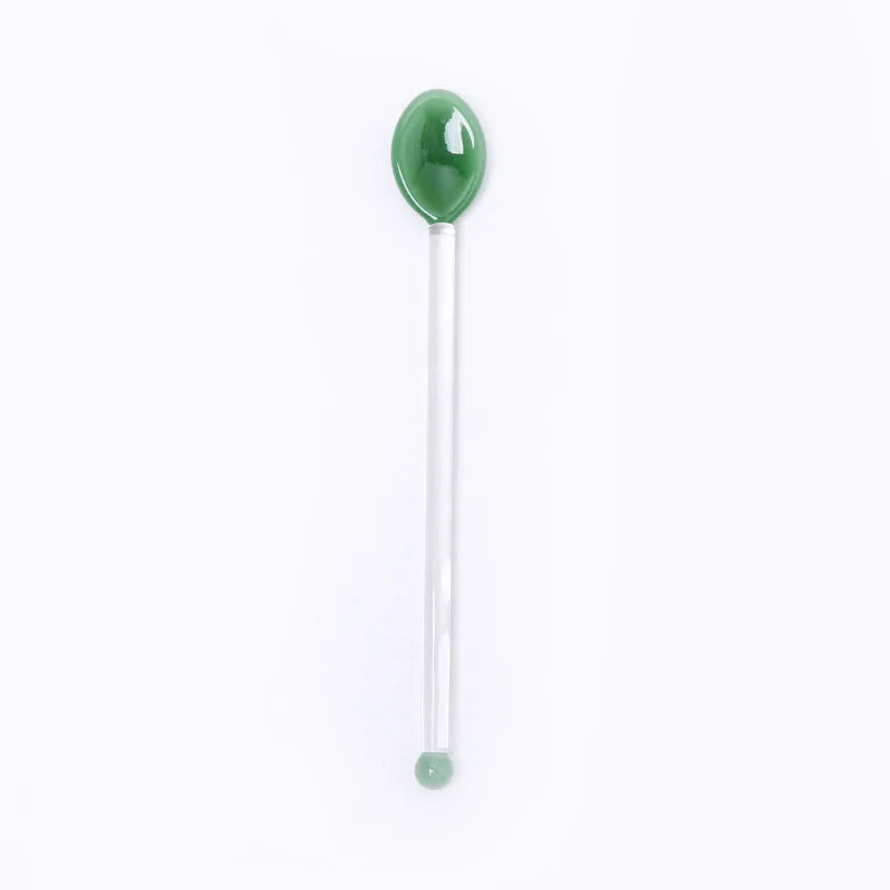 1pc Glass Dinnerware Spoon Tea Dessert Coffee Ice Cream Accessories Bar Tools New Long Handle Kitchen Accessories New