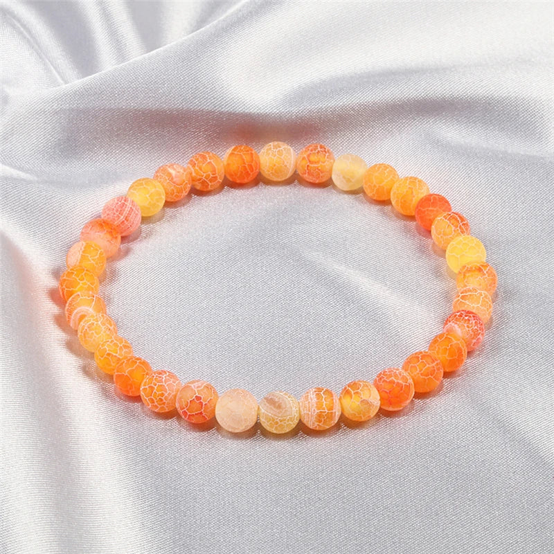 Charm 6mm Round Chakra Beads Natural Crack Bracelets for Women Men Weathered Stone Colorful Stretch Strand Bracelet Lover Gifts
