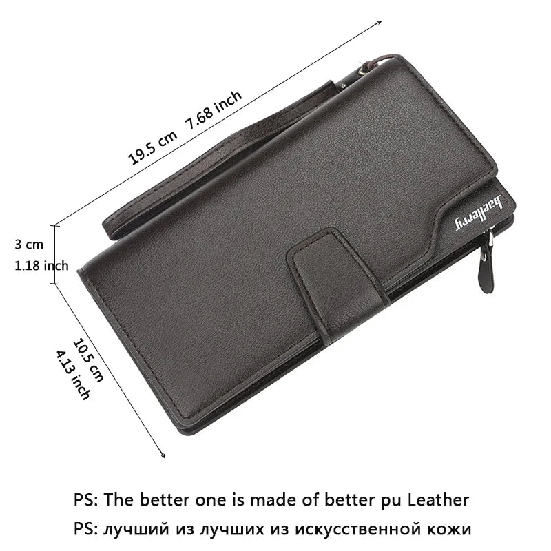Hemasa PU Leather Long  Wallet Casual Men Purse Zipper Multi-function Wallets