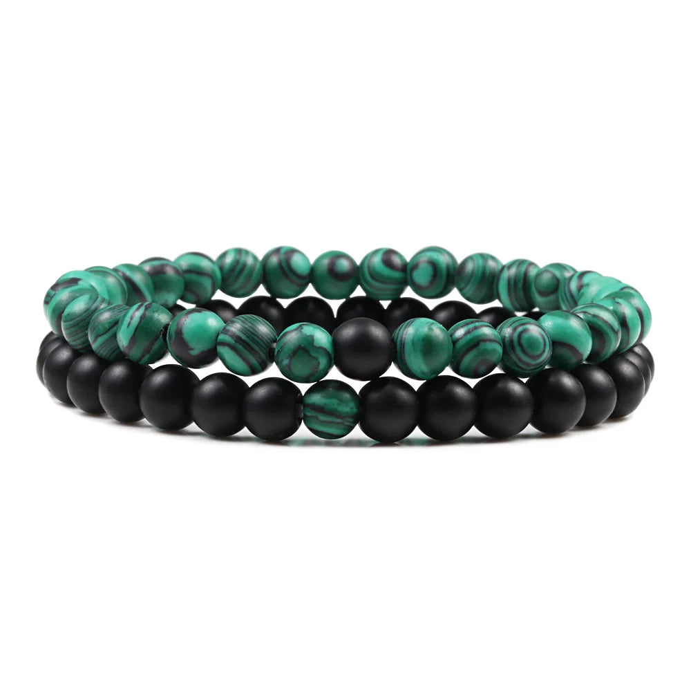 Hemasa  6mm Natural Black Matte Blue Beads  Stone  Bracelets