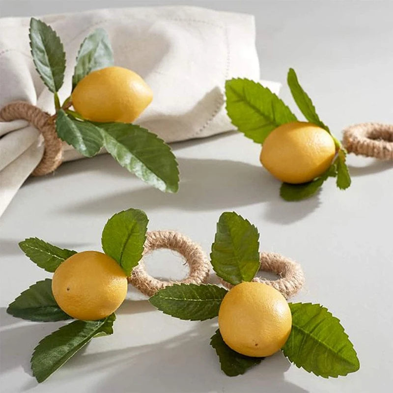 Hemasa 10PCS Handmade Napkin Rings /Yellow Faux Lemon  Napkin Rings for Wedding /Dinner/ Party