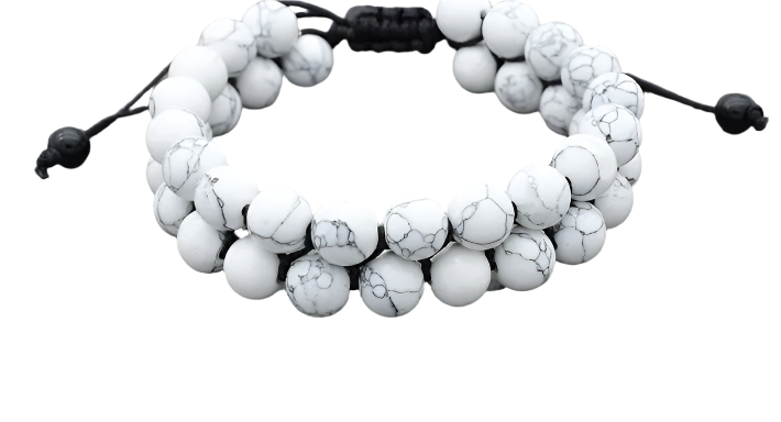 Hemasa 8mm rope two row Yoga Stone black volcanic lava stone ball bead Bracelet adjusted Bangles