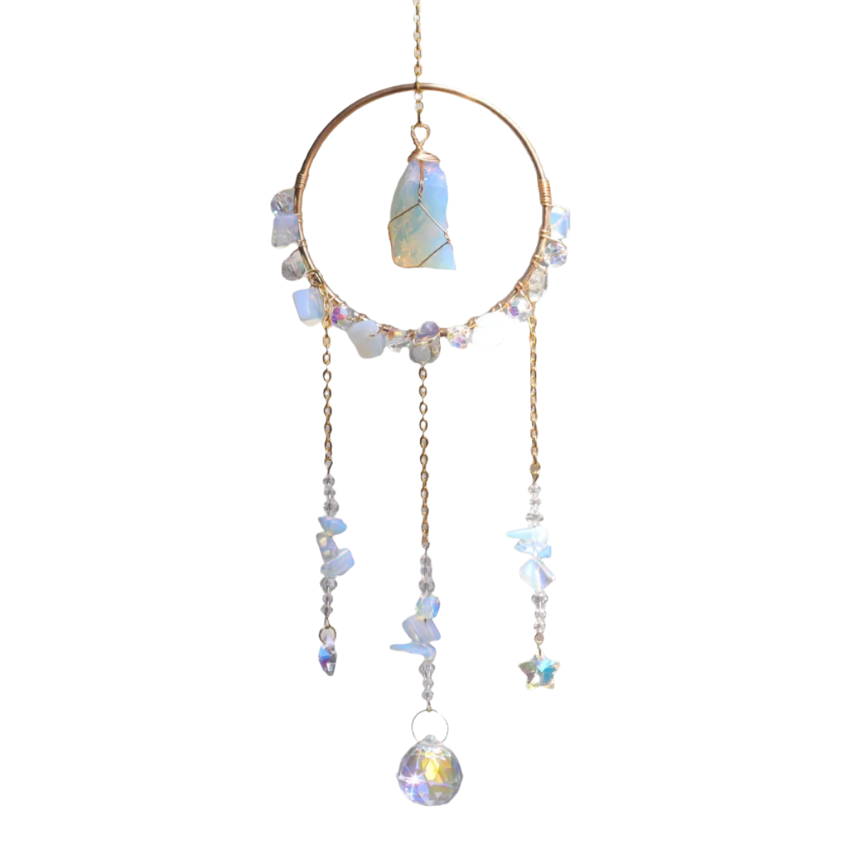 Hemasa   Natural  crystal sun catcher   with gemstones crystal crafts wind chime