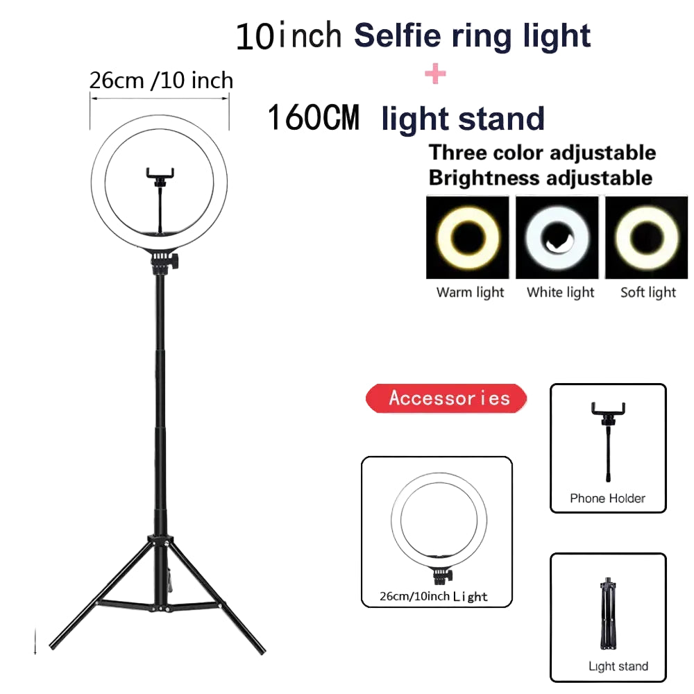 Tejesa 26 33CM Video Lights Dimmable Light Selfie LED Ring Light USB Ring Lighting Lamp With Tripod Stand To Make Youtube Ringlight