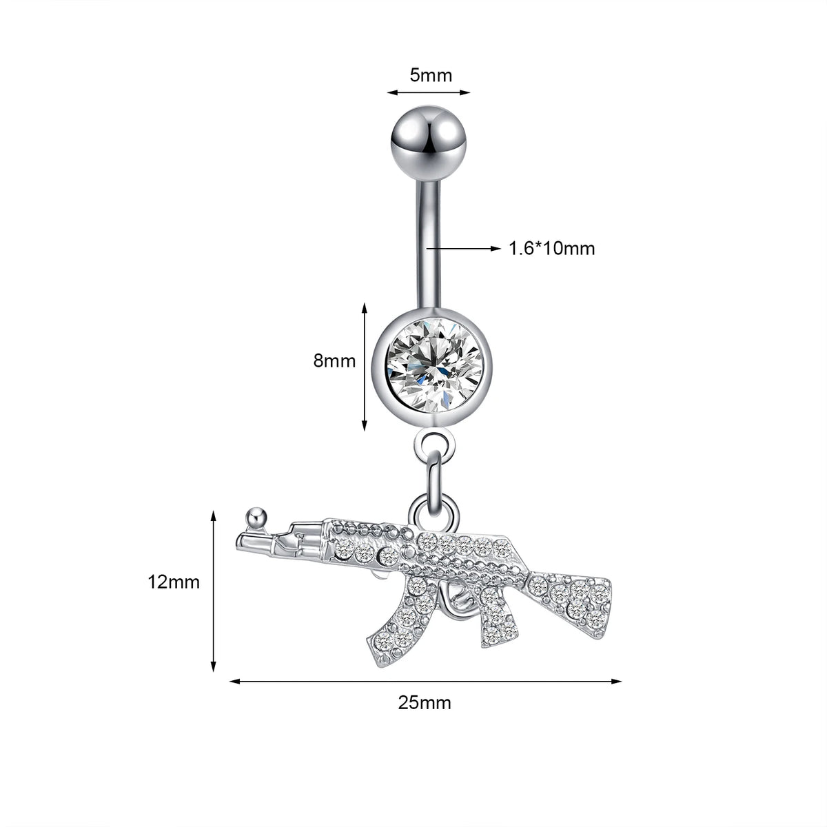ZS 14G Bat Belly Button Ring Crystal Bat Navel Piercing Black Plated Body Piercing  Red Zircon Bat Belly Piercing Jewelry Women