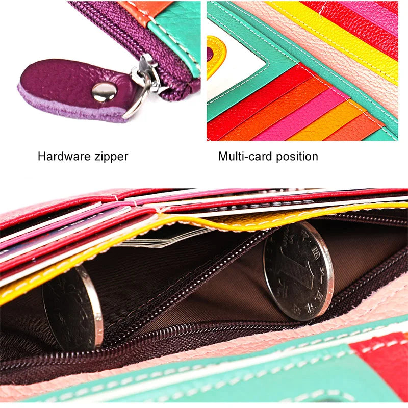 Tejesa Genuine Leather Long Clutch Ladies Purse with Zipper Pocket/ Colorful Phone Wallet