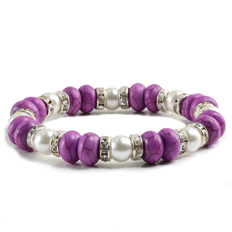 Multicolors Charm Women Beads Bracelets White Crystal Natural Stone Stretch Bracelet Pearl Yoga Jewelry Friendship Gift pulseira