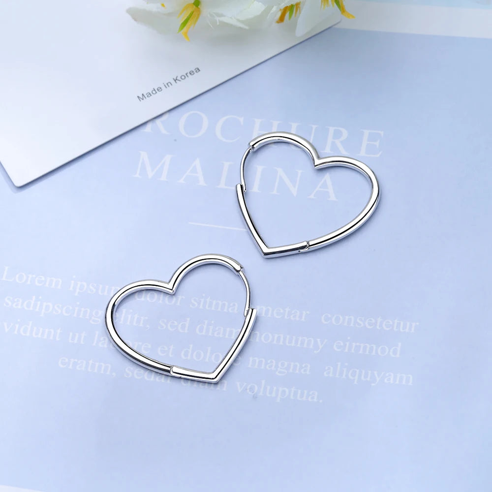 Hemasa  Silver Color Delicate Large Hollow Peach Heart Earring For Gift