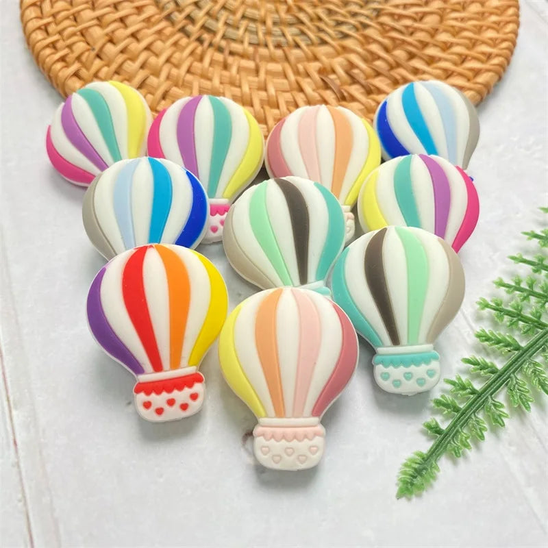 10pcs Mini New Hot Air Balloon Silicone Beads Baby Dummy Cartoon Pacifier Toy Accessories