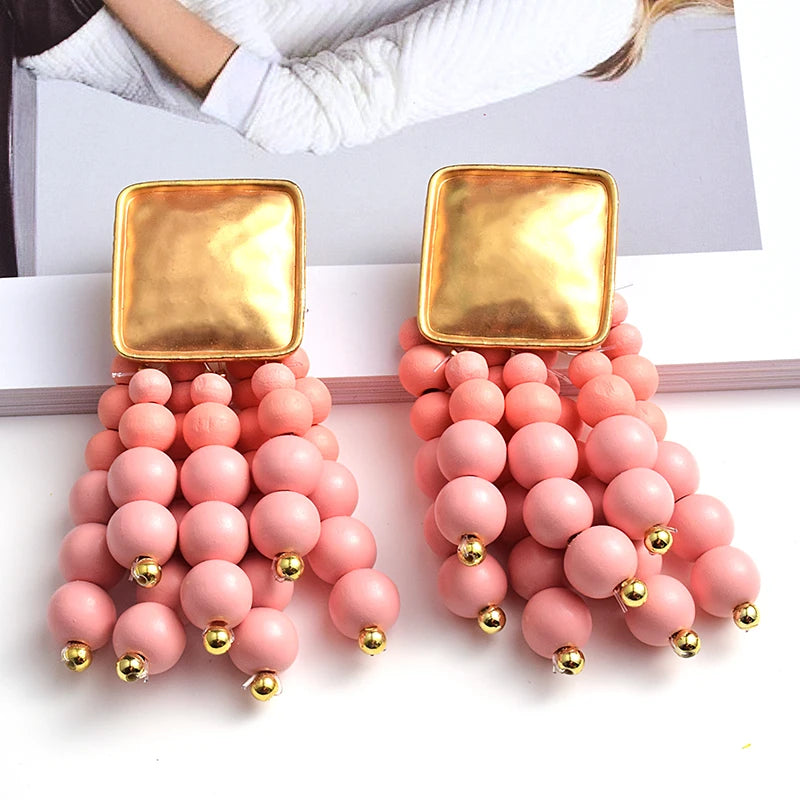 Hemasa  Wooden Drop Dangle Earrings Wedding Jewelry For Women brincos